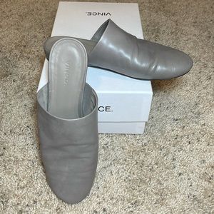 Vince grey leather mules Sz. 8